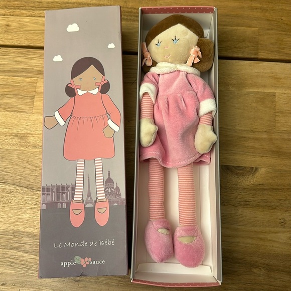APPLE SAUCE ⭐️  “ le monde de bebe” 12” pink doll - Picture 3 of 5